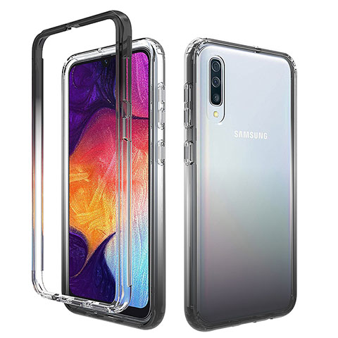 Custodia Silicone Trasparente Ultra Sottile Morbida Cover Fronte e Retro 360 Gradi Sfumato per Samsung Galaxy A30S Grigio Scuro