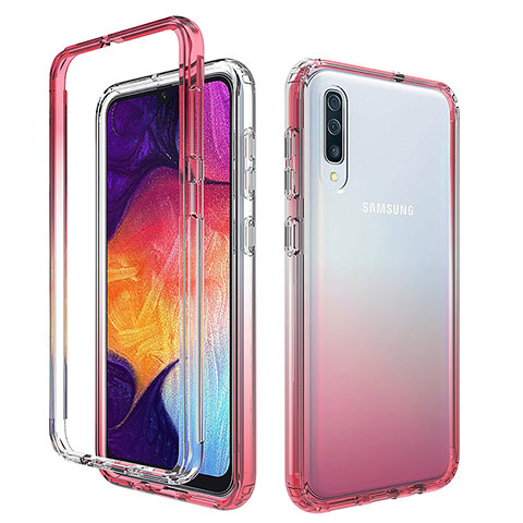 Custodia Silicone Trasparente Ultra Sottile Morbida Cover Fronte e Retro 360 Gradi Sfumato per Samsung Galaxy A30S Rosso