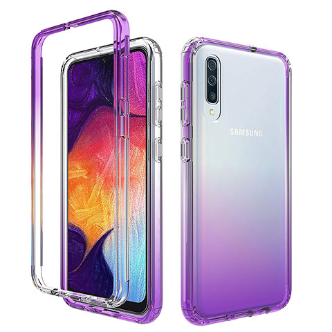Custodia Silicone Trasparente Ultra Sottile Morbida Cover Fronte e Retro 360 Gradi Sfumato per Samsung Galaxy A50 Viola
