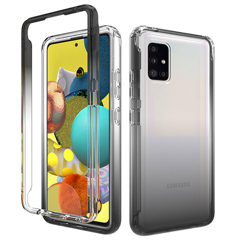 Custodia Silicone Trasparente Ultra Sottile Morbida Cover Fronte e Retro 360 Gradi Sfumato per Samsung Galaxy A51 5G Grigio Scuro