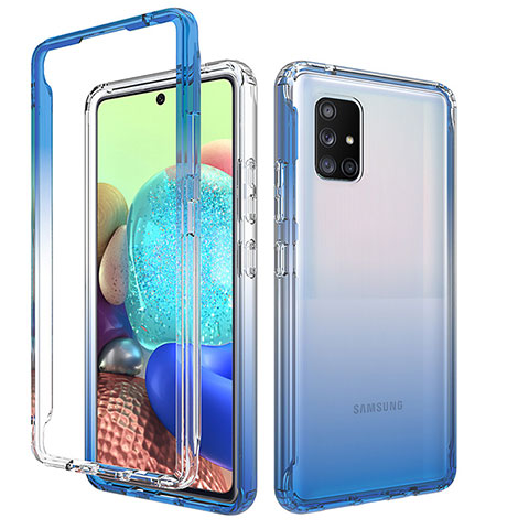Custodia Silicone Trasparente Ultra Sottile Morbida Cover Fronte e Retro 360 Gradi Sfumato per Samsung Galaxy A71 4G A715 Blu