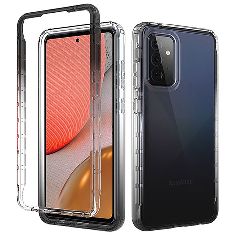 Custodia Silicone Trasparente Ultra Sottile Morbida Cover Fronte e Retro 360 Gradi Sfumato per Samsung Galaxy A72 5G Grigio Scuro