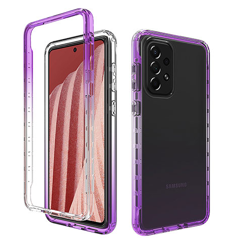 Custodia Silicone Trasparente Ultra Sottile Morbida Cover Fronte e Retro 360 Gradi Sfumato per Samsung Galaxy A73 5G Viola