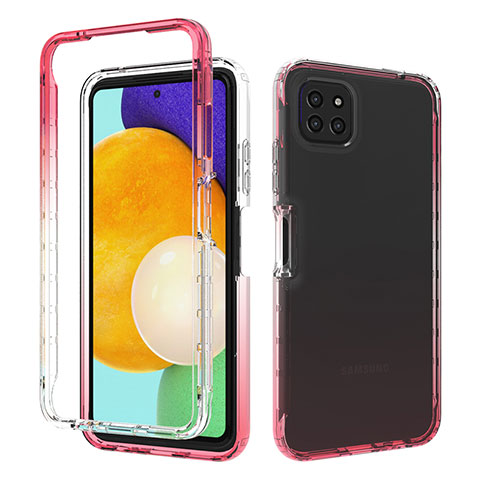 Custodia Silicone Trasparente Ultra Sottile Morbida Cover Fronte e Retro 360 Gradi Sfumato per Samsung Galaxy F42 5G Rosso