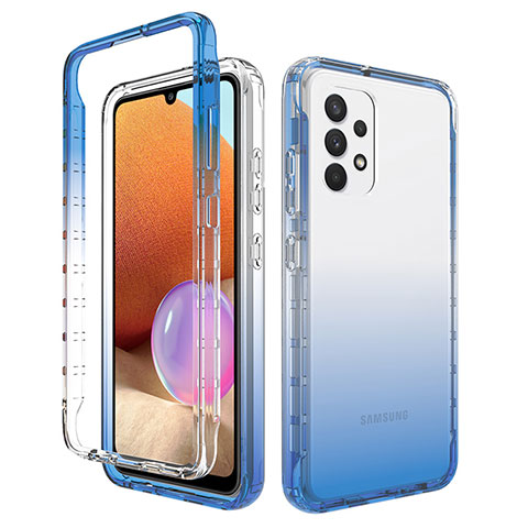 Custodia Silicone Trasparente Ultra Sottile Morbida Cover Fronte e Retro 360 Gradi Sfumato per Samsung Galaxy M32 5G Blu