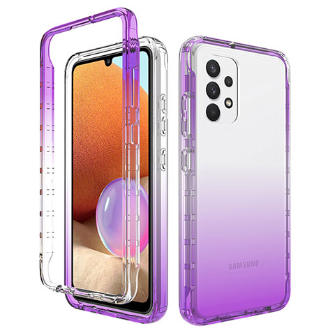 Custodia Silicone Trasparente Ultra Sottile Morbida Cover Fronte e Retro 360 Gradi Sfumato per Samsung Galaxy M32 5G Viola