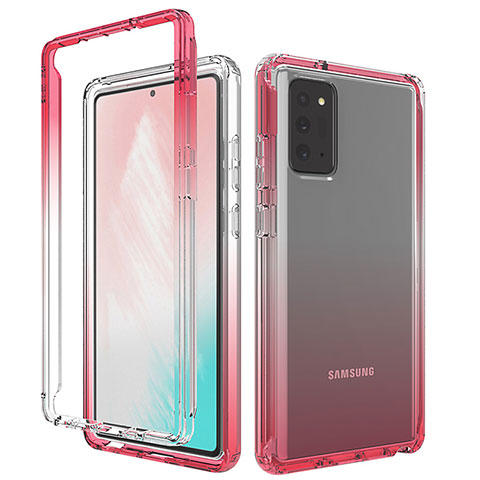 Custodia Silicone Trasparente Ultra Sottile Morbida Cover Fronte e Retro 360 Gradi Sfumato per Samsung Galaxy Note 20 5G Rosso