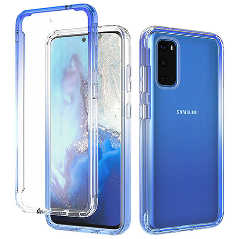 Custodia Silicone Trasparente Ultra Sottile Morbida Cover Fronte e Retro 360 Gradi Sfumato per Samsung Galaxy S20 5G Blu