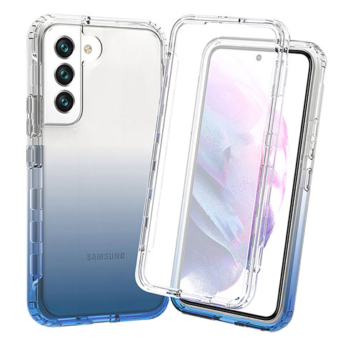 Custodia Silicone Trasparente Ultra Sottile Morbida Cover Fronte e Retro 360 Gradi Sfumato per Samsung Galaxy S22 Plus 5G Blu