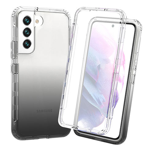 Custodia Silicone Trasparente Ultra Sottile Morbida Cover Fronte e Retro 360 Gradi Sfumato per Samsung Galaxy S22 Plus 5G Nero