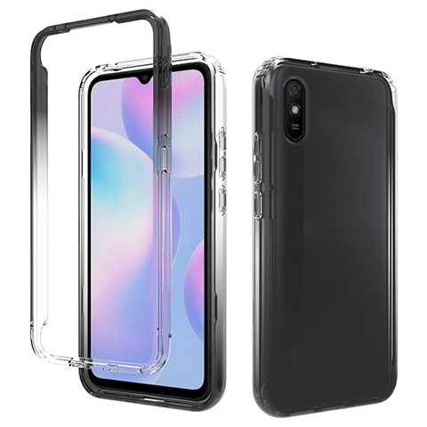 Custodia Silicone Trasparente Ultra Sottile Morbida Cover Fronte e Retro 360 Gradi Sfumato per Xiaomi Redmi 9A Grigio Scuro