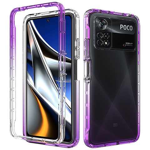 Custodia Silicone Trasparente Ultra Sottile Morbida Cover Fronte e Retro 360 Gradi Sfumato per Xiaomi Redmi Note 11E Pro 5G Viola