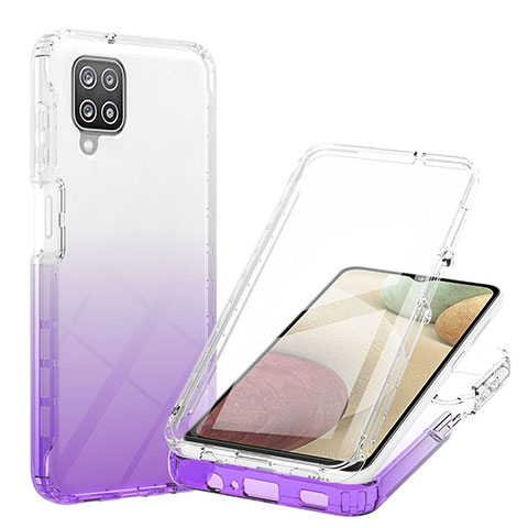 Custodia Silicone Trasparente Ultra Sottile Morbida Cover Fronte e Retro 360 Gradi Sfumato YB1 per Samsung Galaxy A12 Nacho Viola