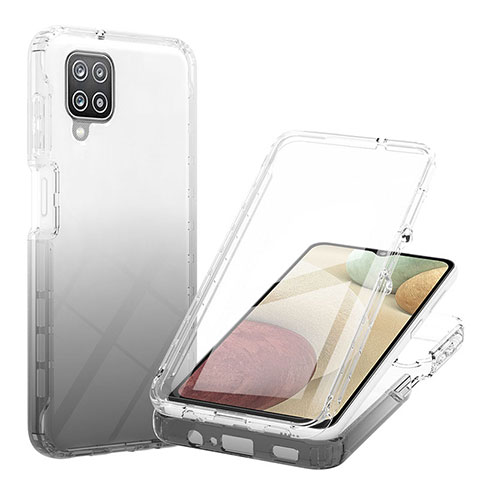 Custodia Silicone Trasparente Ultra Sottile Morbida Cover Fronte e Retro 360 Gradi Sfumato YB1 per Samsung Galaxy A12 Nero