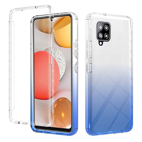 Custodia Silicone Trasparente Ultra Sottile Morbida Cover Fronte e Retro 360 Gradi Sfumato YB2 per Samsung Galaxy A42 5G Blu