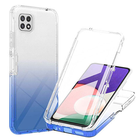 Custodia Silicone Trasparente Ultra Sottile Morbida Cover Fronte e Retro 360 Gradi Sfumato ZJ1 per Samsung Galaxy A22 5G Blu