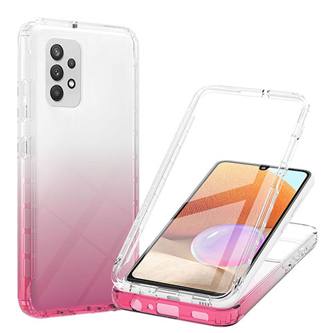 Custodia Silicone Trasparente Ultra Sottile Morbida Cover Fronte e Retro 360 Gradi Sfumato ZJ1 per Samsung Galaxy M32 5G Rosa