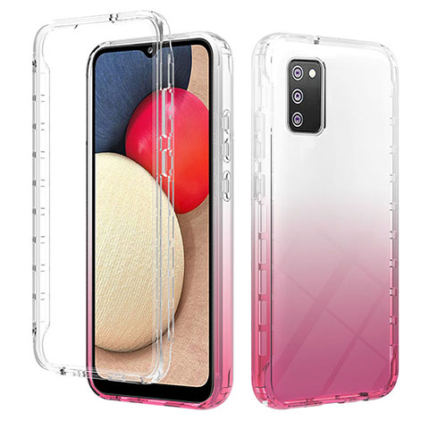 Custodia Silicone Trasparente Ultra Sottile Morbida Cover Fronte e Retro 360 Gradi Sfumato ZJ2 per Samsung Galaxy A03s Rosa