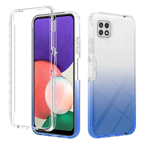 Custodia Silicone Trasparente Ultra Sottile Morbida Cover Fronte e Retro 360 Gradi Sfumato ZJ2 per Samsung Galaxy A22 5G Blu