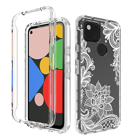 Custodia Silicone Trasparente Ultra Sottile Morbida Cover Fronte e Retro 360 per Google Pixel 4a Bianco