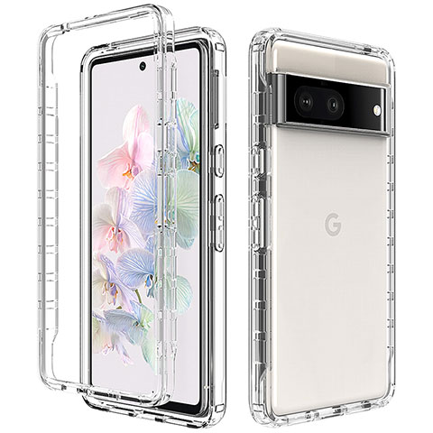 Custodia Silicone Trasparente Ultra Sottile Morbida Cover Fronte e Retro 360 per Google Pixel 7 5G Chiaro