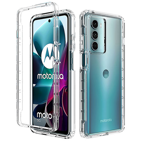 Custodia Silicone Trasparente Ultra Sottile Morbida Cover Fronte e Retro 360 per Motorola Moto G200 5G Chiaro