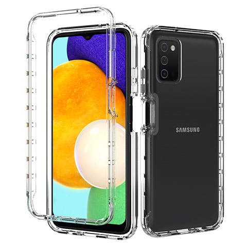 Custodia Silicone Trasparente Ultra Sottile Morbida Cover Fronte e Retro 360 per Samsung Galaxy A02s Chiaro