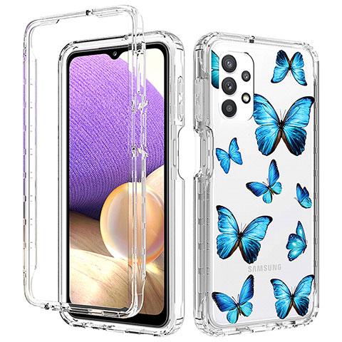 Custodia Silicone Trasparente Ultra Sottile Morbida Cover Fronte e Retro 360 per Samsung Galaxy A32 5G Blu