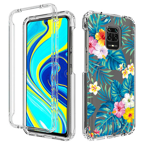 Custodia Silicone Trasparente Ultra Sottile Morbida Cover Fronte e Retro 360 per Xiaomi Redmi Note 9 Pro Cielo Blu