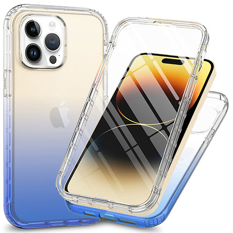 Custodia Silicone Trasparente Ultra Sottile Morbida Cover Fronte e Retro 360 ZJ1 per Apple iPhone 13 Pro Max Blu