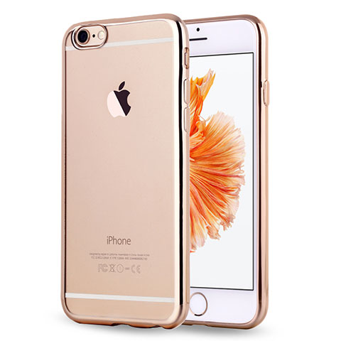 Custodia Silicone Trasparente Ultra Sottile Morbida Cover H17 per Apple iPhone 6S Oro