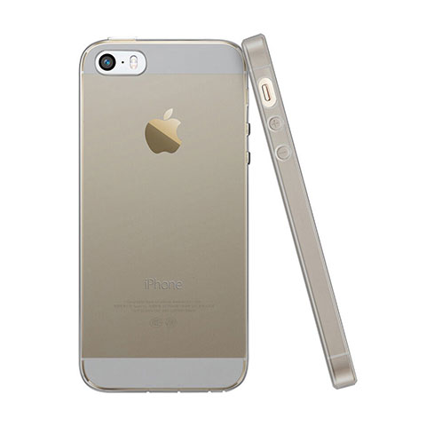 Custodia Silicone Trasparente Ultra Sottile Morbida per Apple iPhone 5 Grigio