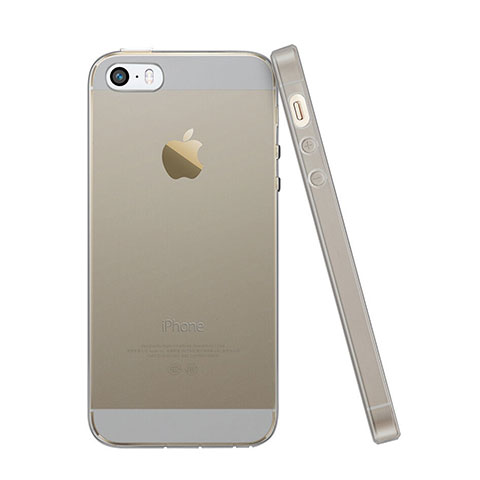 Custodia Silicone Trasparente Ultra Sottile Morbida per Apple iPhone 5S Grigio