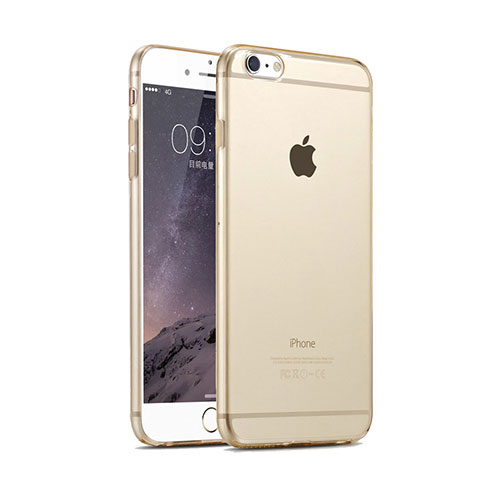 Custodia Silicone Trasparente Ultra Sottile Morbida per Apple iPhone 6 Plus Oro