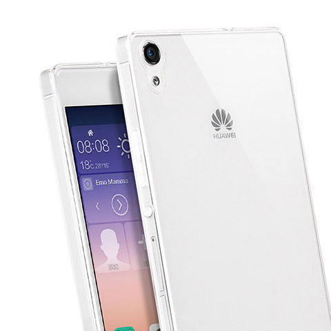 Custodia Silicone Trasparente Ultra Sottile Morbida per Huawei Ascend P7 Bianco