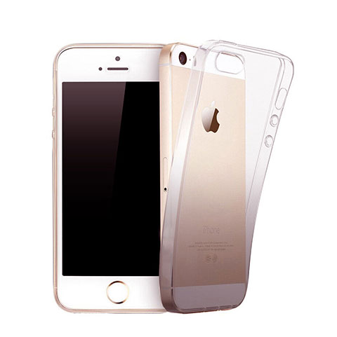 Custodia Silicone Trasparente Ultra Sottile Morbida Sfumato per Apple iPhone 5 Grigio