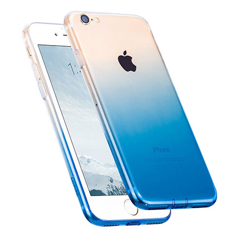 Custodia Silicone Trasparente Ultra Sottile Morbida Sfumato per Apple iPhone SE3 2022 Blu