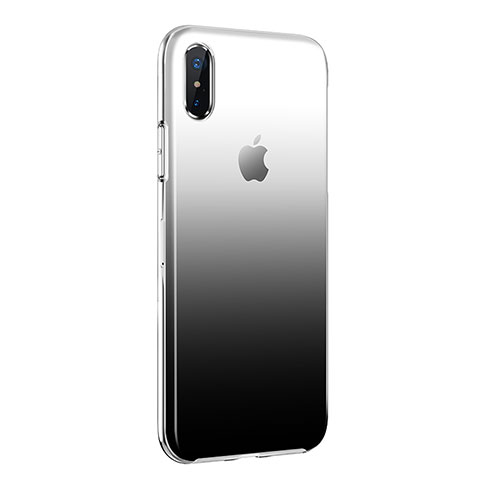 Custodia Silicone Trasparente Ultra Sottile Morbida Sfumato per Apple iPhone X Nero