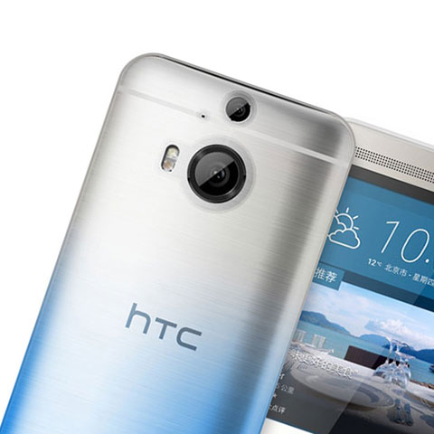 Custodia Silicone Trasparente Ultra Sottile Morbida Sfumato per HTC One M9 Plus Blu