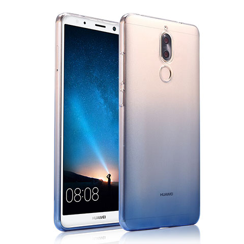 Custodia Silicone Trasparente Ultra Sottile Morbida Sfumato per Huawei Rhone Blu