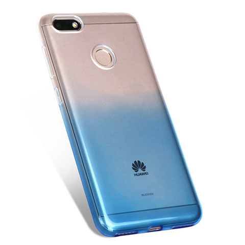 Custodia Silicone Trasparente Ultra Sottile Morbida Sfumato per Huawei Y6 Pro (2017) Blu