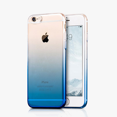 Custodia Silicone Trasparente Ultra Sottile Morbida Sfumato Z01 per Apple iPhone 6 Blu