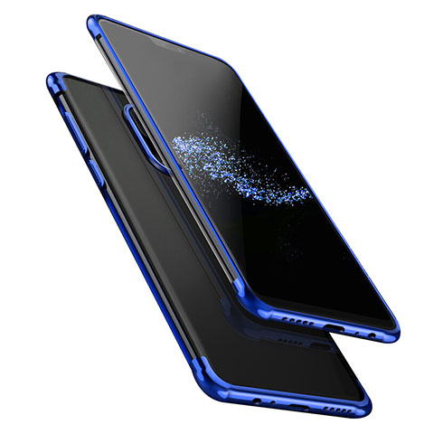 Custodia Silicone Trasparente Ultra Sottile Morbida T02 per OnePlus 6 Blu