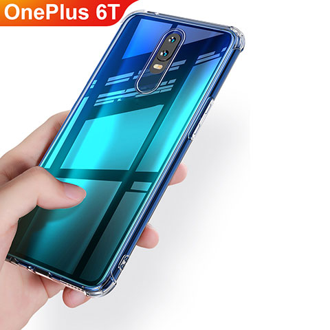 Custodia Silicone Trasparente Ultra Sottile Morbida T02 per OnePlus 6T Chiaro