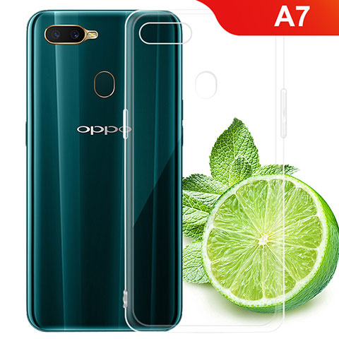 Custodia Silicone Trasparente Ultra Sottile Morbida T02 per Oppo A7 Chiaro