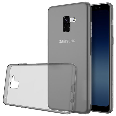 Custodia Silicone Trasparente Ultra Sottile Morbida T02 per Samsung Galaxy A8+ A8 Plus (2018) A730F Grigio