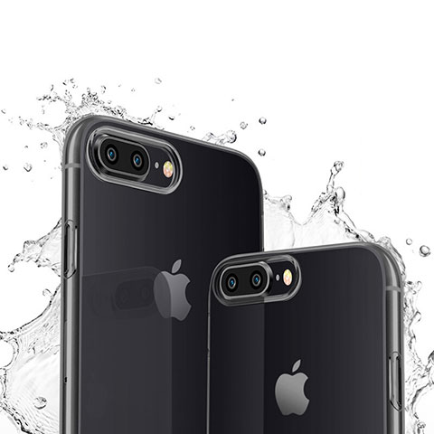 Custodia Silicone Trasparente Ultra Sottile Morbida T03 per Apple iPhone 7 Plus Nero