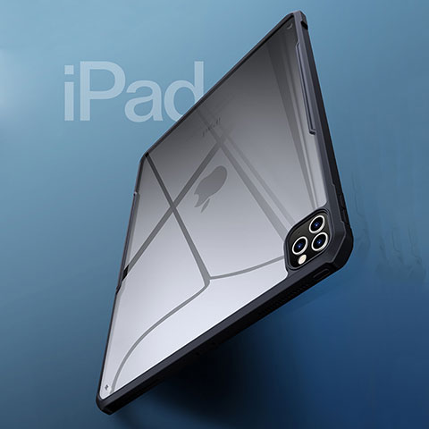 Custodia Silicone Trasparente Ultra Sottile Morbida T04 per Apple iPad Pro 12.9 (2020) Nero