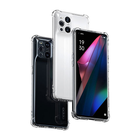 Custodia Silicone Trasparente Ultra Sottile Morbida T04 per Oppo Find X3 Pro 5G Chiaro