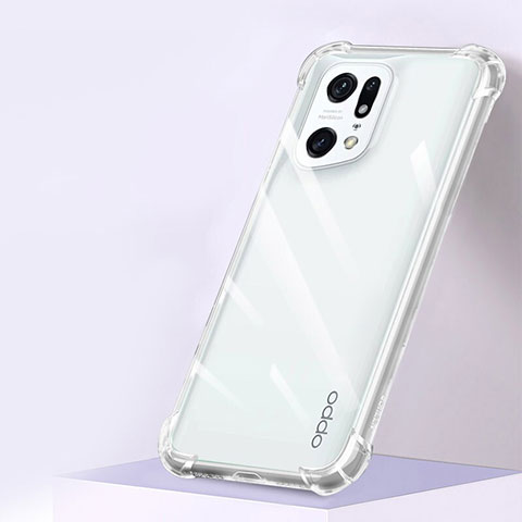 Custodia Silicone Trasparente Ultra Sottile Morbida T04 per Oppo Find X5 5G Chiaro